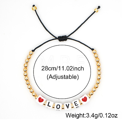 Love Word Acrylic Cube Braided Bead Bracelets EG4243-1