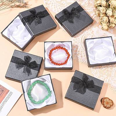 Bowknot Organza Ribbon Cardboard Bracelet Bangle Gift Boxes X-BC148-05-1
