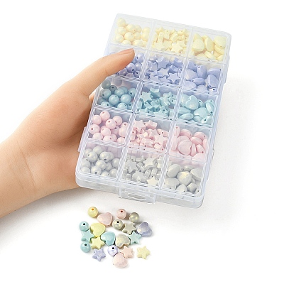 325Pcs Spray Painted Acrylic Beads MACR-YW0002-55-1