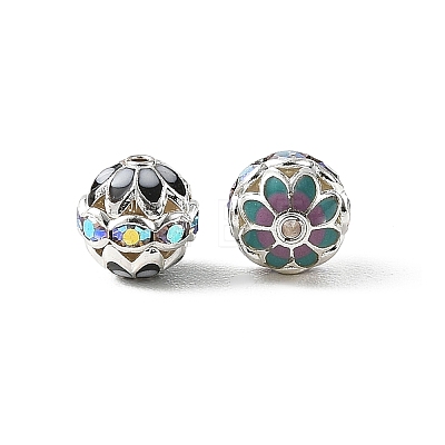 Brass & Alloy & Rhinestone Enamel Beads RB-CBA973B-11B-P-1