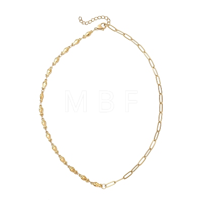 304 Stainless Steel Fish Shell Shape Butterfly Link Mixed Chain Necklaces for Women NJEW-JN05991-1