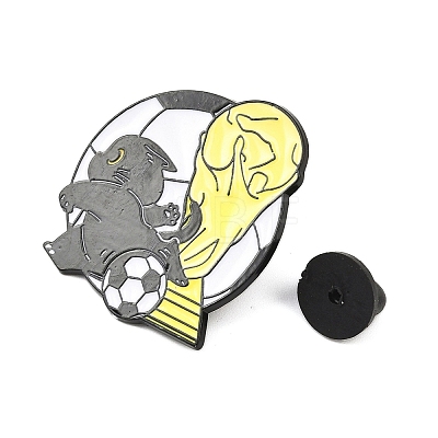 Cat with Football Sport Enamel Pins JEWB-I052-05EB-01-1