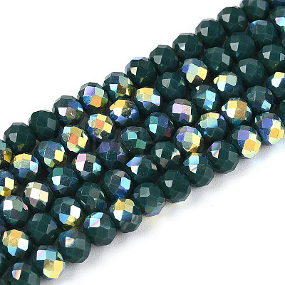 AB Color Plated Opaque Glass Rondelle Beads Strands EGLA-T029-4mm-09L-1