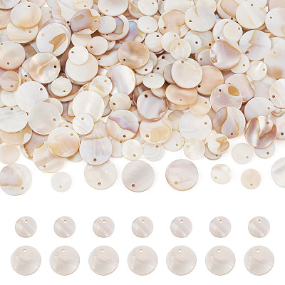 200Pcs 2 Styles Natural Freshwater Shell Disc Charms BSHE-TA0001-33-1