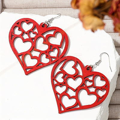 Hollow Heart Acrylic Dangle Earrings FS-WG95D61-01-1