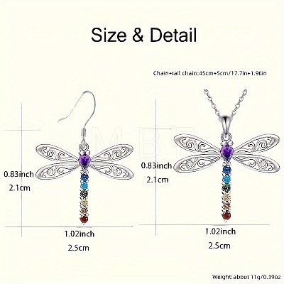Dragonfly Alloy Rhinestone Pendant Necklaces & Dangle Earrings Sets FS-WGD83DF-01-1