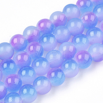 Baking Paint Imitation Jade Glass Round Bead Strands X1-DGLA-N003-6mm-01-1