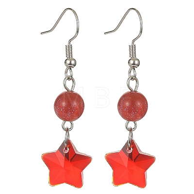 Resin & Glass Star Dangle Earrings EJEW-JE05323-1