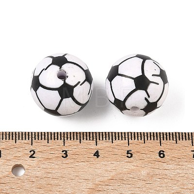 Sport Printing Opaque Acrylic Beads OACR-Z035-06-1