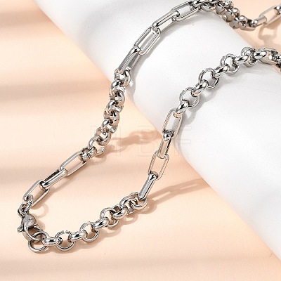 304 Stainless Steel Link Chain Bracelet & Necklace Jewelry Sets SJEW-L199-17P-1