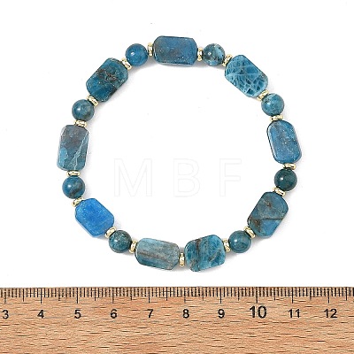 Natural Mixed Stone Rectangle and Round Beaded Stretch Bracelets BJEW-JB14493-1