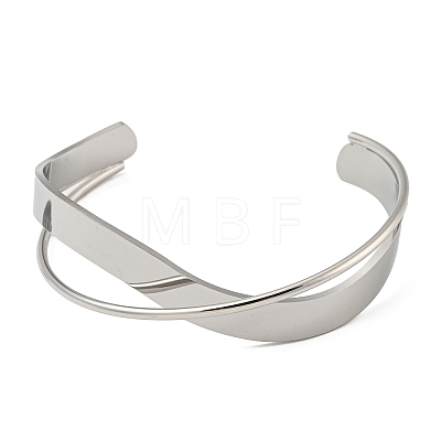 304 Stainless Steel Plain Cuff Bracelet BJEW-B076-02P-1