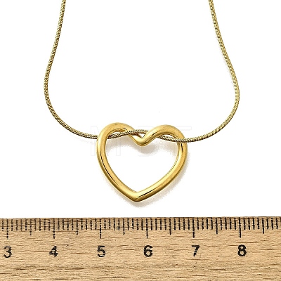 201 Stainless Steel Hollow Heart Pendant Snake Chain Necklaces for Women NJEW-B124-03G-1