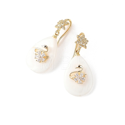 Brass Micro Pave Cubic Zirconia Dangle Earrings EJEW-JE07442-1
