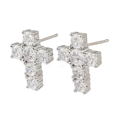 Brass with Rhinestone Stud Earrings RB-Z001-02P-1
