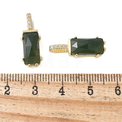 Brass Micro Pave Cubic Zirconia and Natural Moss Agate Pendants KK-F892-45G-02-1