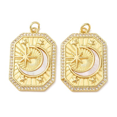 Brass Micro Pave Clear Cubic Zirconia Pendants KK-CBADE12-02B-G-1