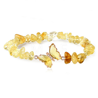 Fashionable Natural Yellow Quartz Chips Beaded Bracelets TI6720-2-1