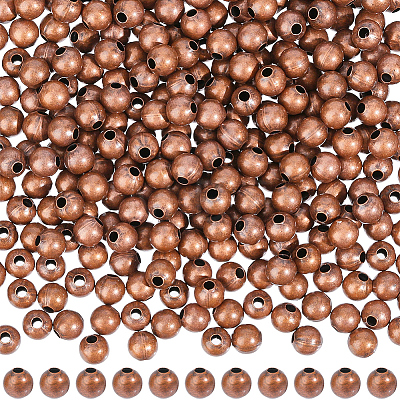 600Pcs Brass Smooth Round Beads KK-PA0001-17-1