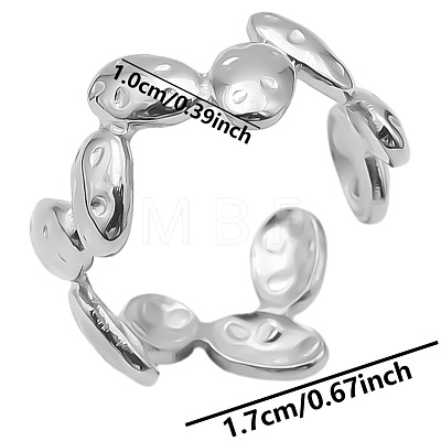 Minimalist 304 Stainless Steel Oval Cuff Ring Unisex Simple JV3564-1-1