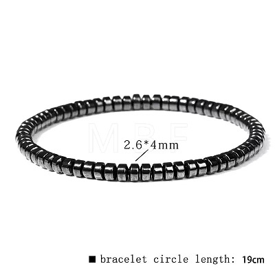 Synthetic Non-magnetic Hematite Beads Stretch Bracelets for Men RL7655-14-1