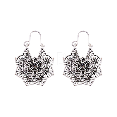 Bohemian Retro Style Alloy Dangle Hoop Earrings X1-EJEW-TAC0003-01AS-1