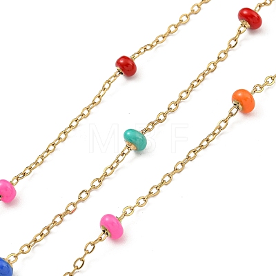 304 Stainless Steel Enamel Link Chains AJEW-Z028-09G-10-1