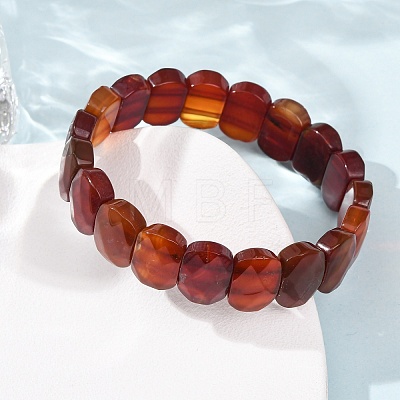 Dyed & Heated Natural Carnelian Beaded Stretch Bracelets for Unisex G-K303-01I-1