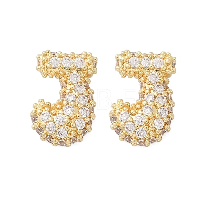 Brass Micro Pave Cubic Zirconia Stud Earrings EJEW-Z091-04G-J-1