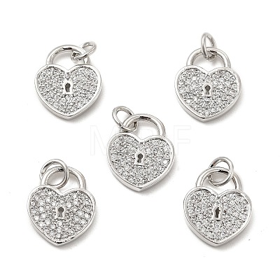 Brass Micro Pave Clear Cubic Zirconia Charms KK-E068-VB126-1