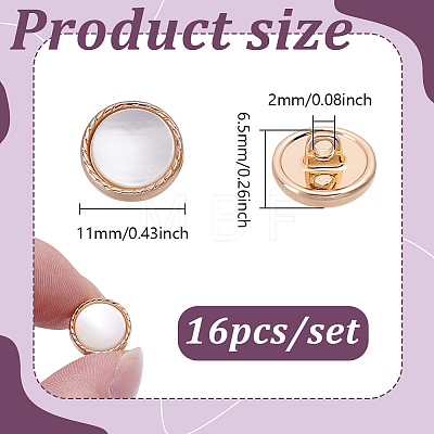 16Pcs 1-Hole Shell Alloy Shank Buttons BUTT-NB0002-03KCG-1