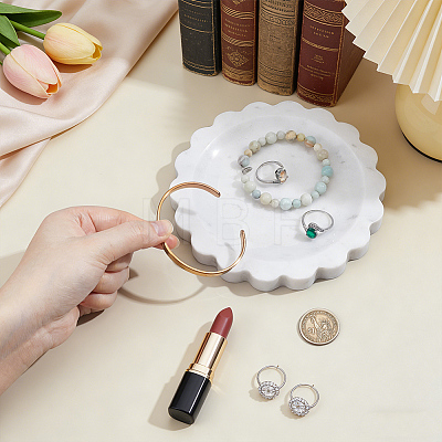 Natural Marble Jewely Display Trays for Necklaces Bracelets Earrings Rings AJEW-WH0880-75A-1