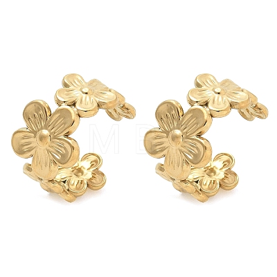 Ion Plating(IP) 304 Stainless Steel Flower Cuff Earrings for Women X-EJEW-A118-03G-1