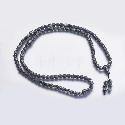 Non-magnetic Synthetic Hematite Mala Beads Necklaces NJEW-K096-04-1