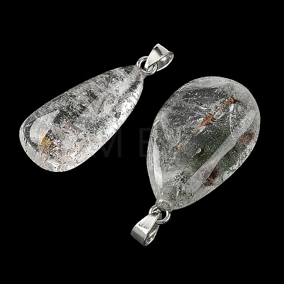 Natural Green Lodolite Quartz/Green Phantom Quartz Tumbled Stone Pendants GG-K002-06R-1