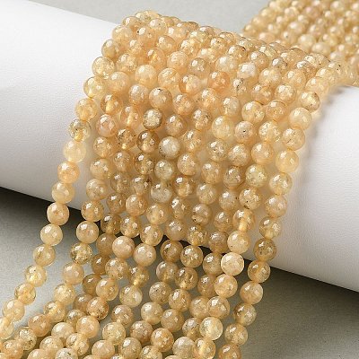 Natural Yellow Garnet Beads Strands G-Z129-C01-4mm-01-1