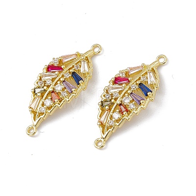 Brass Pave Colorful Cubic Zirconia Connector Charms KK-E068-VC017-1