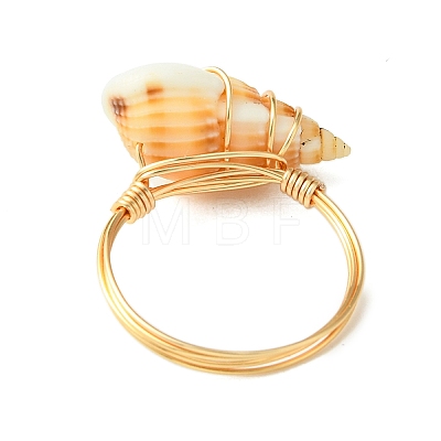 Natural Spiral Shell Finger Rings RJEW-TA00169-1