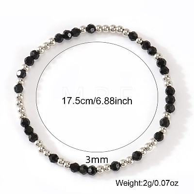 Glass & 304 Stainless Steel Beaded Stretch Bracelets for Women LS-AN7513-2-1