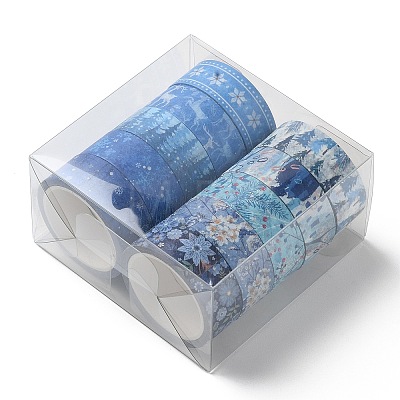 10Pcs 10 Colors Winter Theme Pattern Paper Adhesive Tape DIY-G092-01-1
