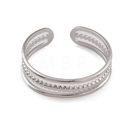 Non-Tarnish 304 Stainless Steel Triple Line Open Cuff Rings for Women RJEW-G285-73P-1