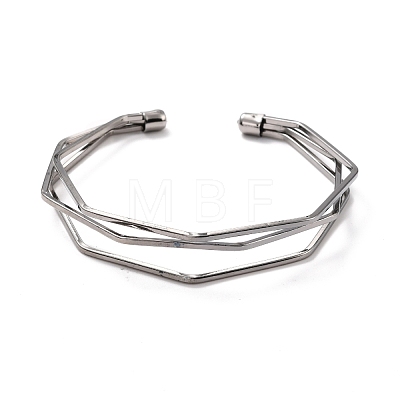 Triple Line Cuff Bangles BJEW-C010-01B-1