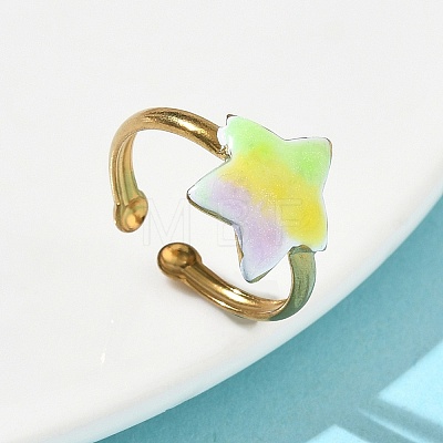 Ocean 304 Stainless Steel Cuff Open Rings RJEW-C166-01B-G-1