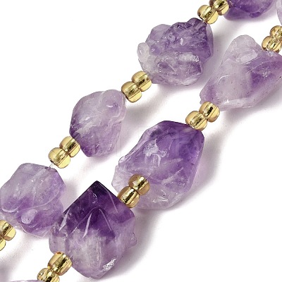 Electroplated Raw Rough Natural Amethyst Beads Strands G-Z131-J02-06-1