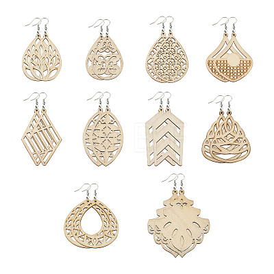 DIY 40 Pairs Natural Wooden Earring Making Kits DIY-TA0003-34P-1