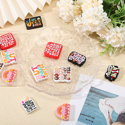 CHGCRAFT 16Pcs 8 Styles Silicone Focal Beads SIL-CA0003-35-1
