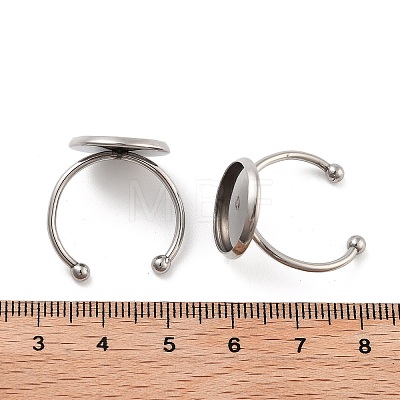 Tarnish Resistant 304 Stainless Steel Open Cuff Ring Components STAS-B072-09B-P-1