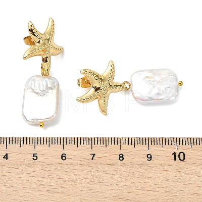 304 Stainless Steel and Natural Baroque Pearl Keshi Pearl Stud Earrings EJEW-JE07106-01-1