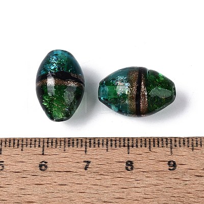 Two Tone Color Handmade Foil Glass Beads FOIL-Q001-01B-1