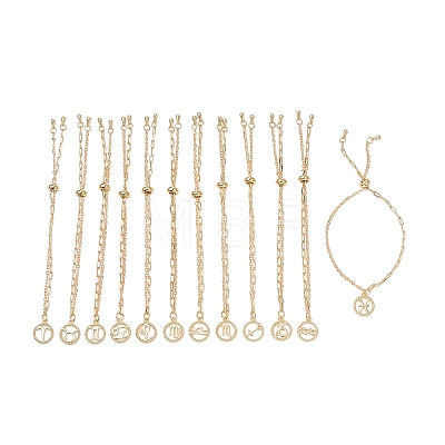 12Pcs Brass Cable & Paperclip Chain Slider Bracelets BJEW-JB13088-1